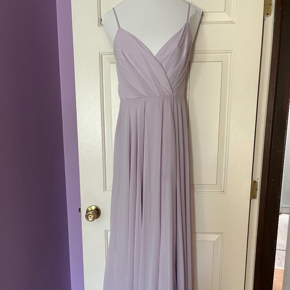 Lulu's Maxi Dress All About Love Lavender Light Purple Bridesmaid Dress No Slit - Picture 1 of 8